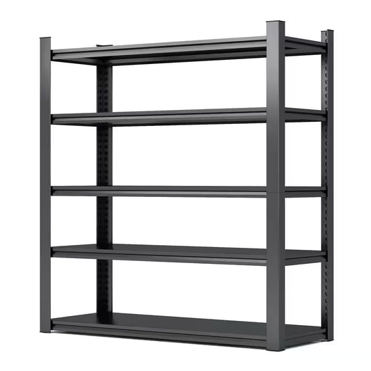 72 In. H 5-Tier Metal Shelves 2000 Lbs. Heavy Duty Storage Shelve Adjustable Garage Shelf Industrial Shelving Unit-Black