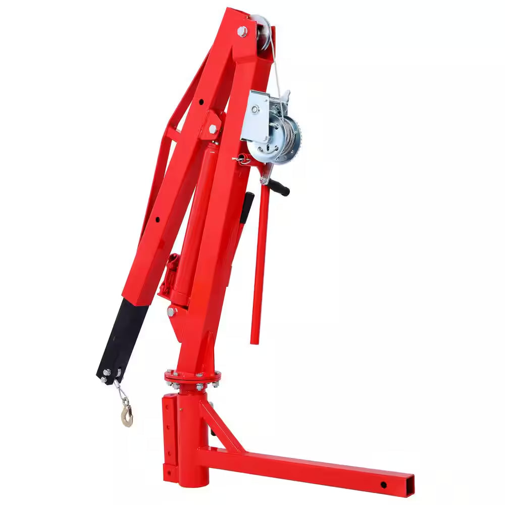Red Steel 500Lb Pickup Truck Hydraulic, Engine Hoist Crane Hitch Mount, Lift 2" Hitch Mount