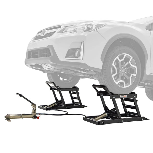 Hydraulic Car Lift Designed for Professional Use, 3000 Lb Capacity, Drive-Up Ramp Design, Steel Construction