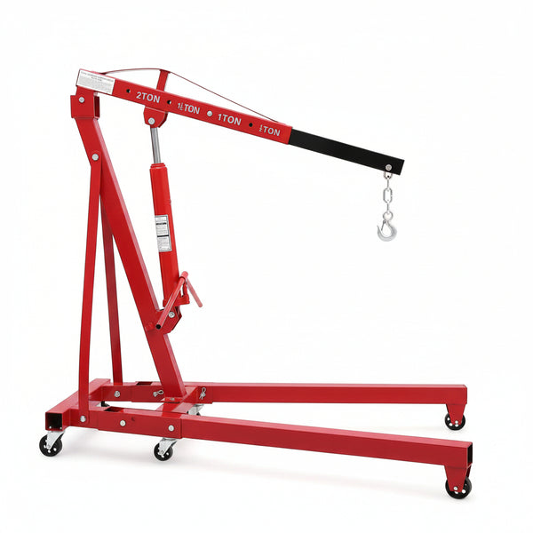 Hydraulic Engine Hoist Built for Heavy Lifting, 4400 LBS Capacity, Adjustable Boom, Foldable Design