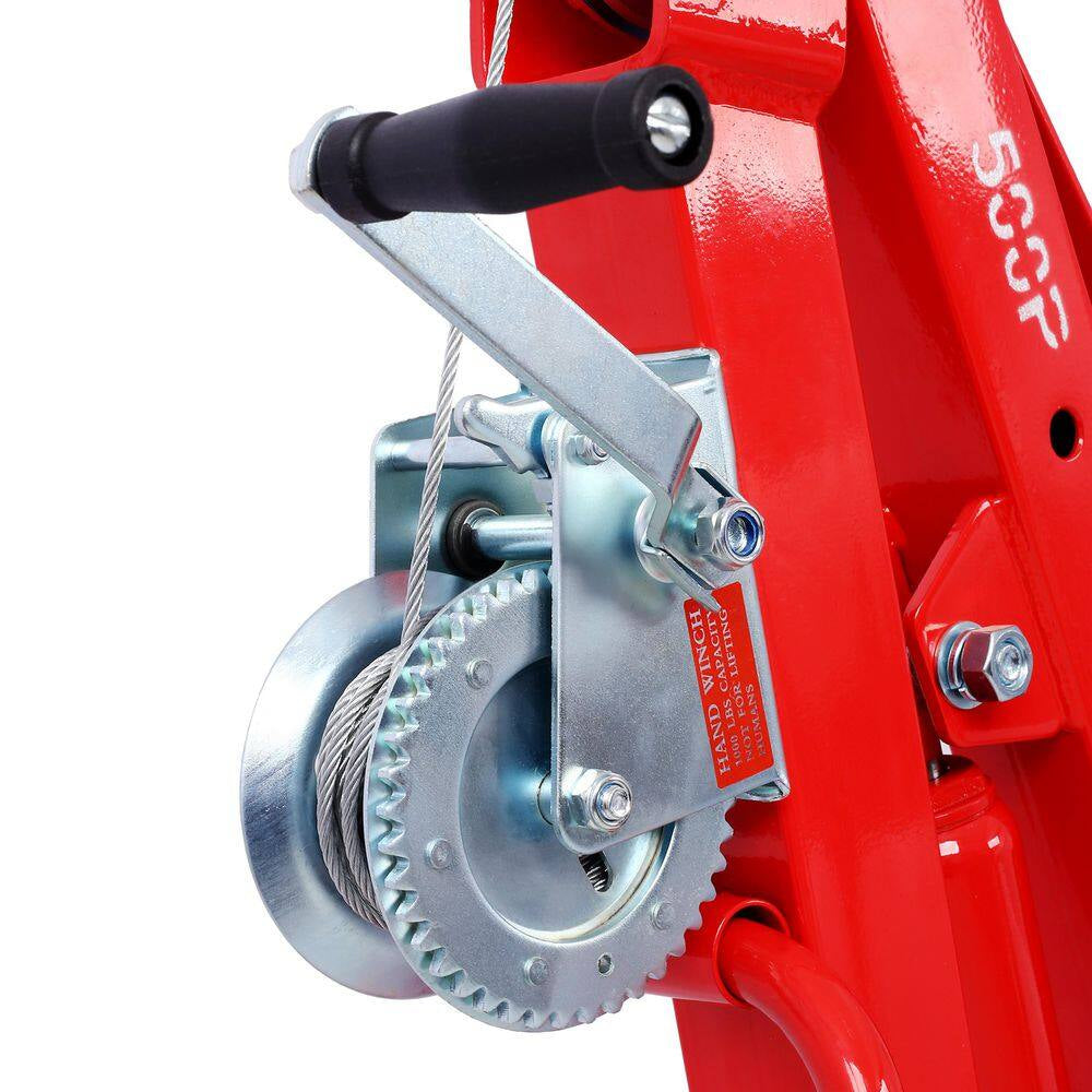 Red Steel 500Lb Pickup Truck Hydraulic, Engine Hoist Crane Hitch Mount, Lift 2" Hitch Mount